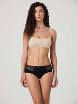 Slip in cotone elasticizzato con pizzo laterale