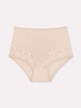 Culotte in cotone elasticizzato con pizzo frontale cipria