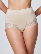 Culotte in cotone elasticizzato con pizzo frontale cipria