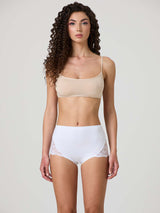 Culotte in cotone elasticizzato con pizzo laterale