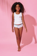 Jadea 221 coordinato bimba in cotone con canotta fantasia cagnolino azzurro