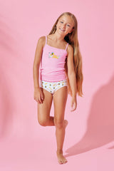 Jadea 222 coordinato bimba in cotone con top fantasia ape all over