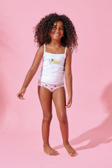 Jadea 222 coordinato bimba in cotone con top fantasia ape rosa