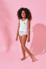 Jadea 225 coordinato bimba in cotone con canotta fantasia frutta bianco