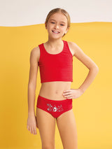 Jadea 232 slip bimba in cotone elasticizzato con disegni natalizi rosso neve