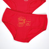 Jadea 234 slip bimba in cotone elasticizzato con disegni natalizi rosso glitter oro