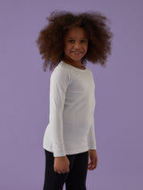 Maglia a girocollo bimba in cotone bielastico