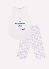 Jadea 3201 pigiama corto con canotta scozzese colore bianco serie Timo