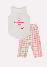 Jadea 3201 pigiama corto con canotta scozzese colore grigio melange serie Timo