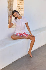 Jadea 3208 pigiama corto cotone jersey fantasia colore rosa serie Origano