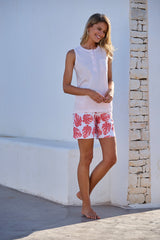 Jadea 3209 pigiama corto cotone jersey con canotta fantasia rosa serie Origano