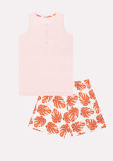 Jadea 3209 pigiama corto cotone jersey con canotta fantasia rosa serie Origano