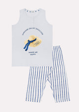 Jadea 3220 pigiama pinocchietto canotta cotone jersey a righe cielo serie Anice