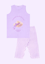 Pigiama corto con canotta in cotone a righe serie anice