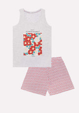 Jadea 3223 pigiama corto cotone canotta fantasia grigio melange serie Basilico