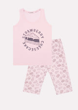 Jadea 3227 pigiama pinocchietto canotta cotone fantasia rosa serie Liquirizia