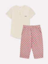 Jadea 3236 pigiama 100% cotone con maniche corte e pinocchietto limone