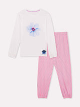 Jadea 3259 pigiama lungo in jersey di cotone con stampa fiore blu