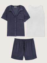 Jadea 3273 tris con camicia, canotta e pantaloncino effetto crepe denim