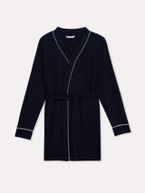 Jadea 3286 vestaglia in viscosa con piping in contrasto blu