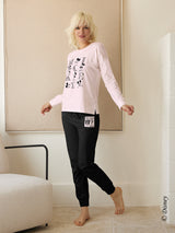 Jadea 3299 pigiama lungo in jersey di cotone con etichetta Mickey Mouse rosa
