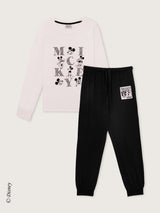 Jadea 3299 pigiama lungo in jersey di cotone con etichetta Mickey Mouse rosa