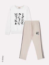 Jadea 3303 tuta lunga in cotone con etichetta Mickey Mouse panna