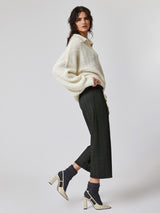 Jadea 4012 pantalone cropped principe di galles verde militare
