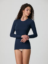 Crew-neck sweater in stretch cotton