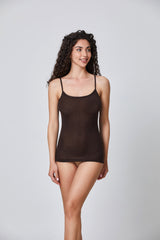 Jadea 4068 top con spalline sottili con cashmere caffe
