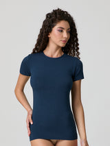 T-shirt a girocollo in cotone modal