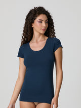 T-shirt scollo tondo in cotone modal