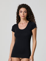 T-shirt scollo tondo in cotone modal