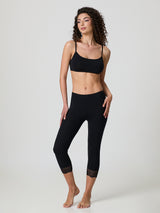 Leggings modello capri in fresco cotone con pizzo