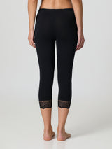 Leggings modello capri in fresco cotone con pizzo