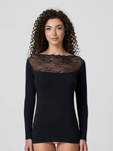 Maglia scollo dritto sottogiacca in pizzo