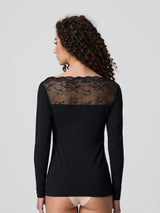 Maglia scollo dritto sottogiacca in pizzo