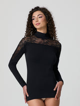 Lupetto sottogiacca in cotone e pizzo