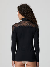 Lupetto sottogiacca in cotone e pizzo