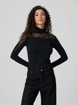 Lupetto sottogiacca in cotone e pizzo