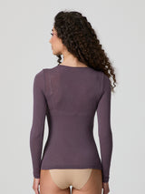 Jadea 4529 maglia mosto in modal e cashmere con scollo a v in pizzo