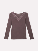 Jadea 4529 maglia mosto in modal e cashmere con scollo a v in pizzo