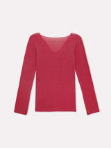 Jadea 4529 maglia in modal e cashmere con scollo a V in pizzo azalea