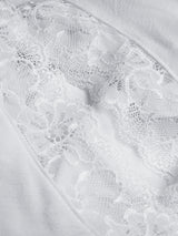 Jadea 4529 maglia in modal e cashmere con scollo a V in pizzo bianco