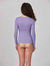 Jadea 4529 maglia in modal e cashmere con scollo a V in pizzo iris