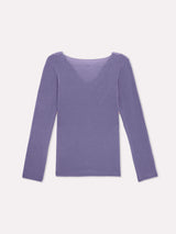Jadea 4529 maglia in modal e cashmere con scollo a V in pizzo iris