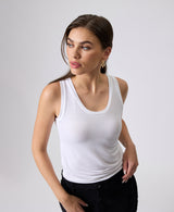 Jadea 4631 canotta con spalla larga cotone modal e lino bianco