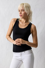 Jadea 4631 canotta con spalla larga cotone modal e lino nero