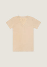 Jadea 4632 T-shirt scollo a "V" cotone modal e lino beige