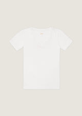 Jadea 4632 T-shirt scollo a "V" cotone modal e lino bianco